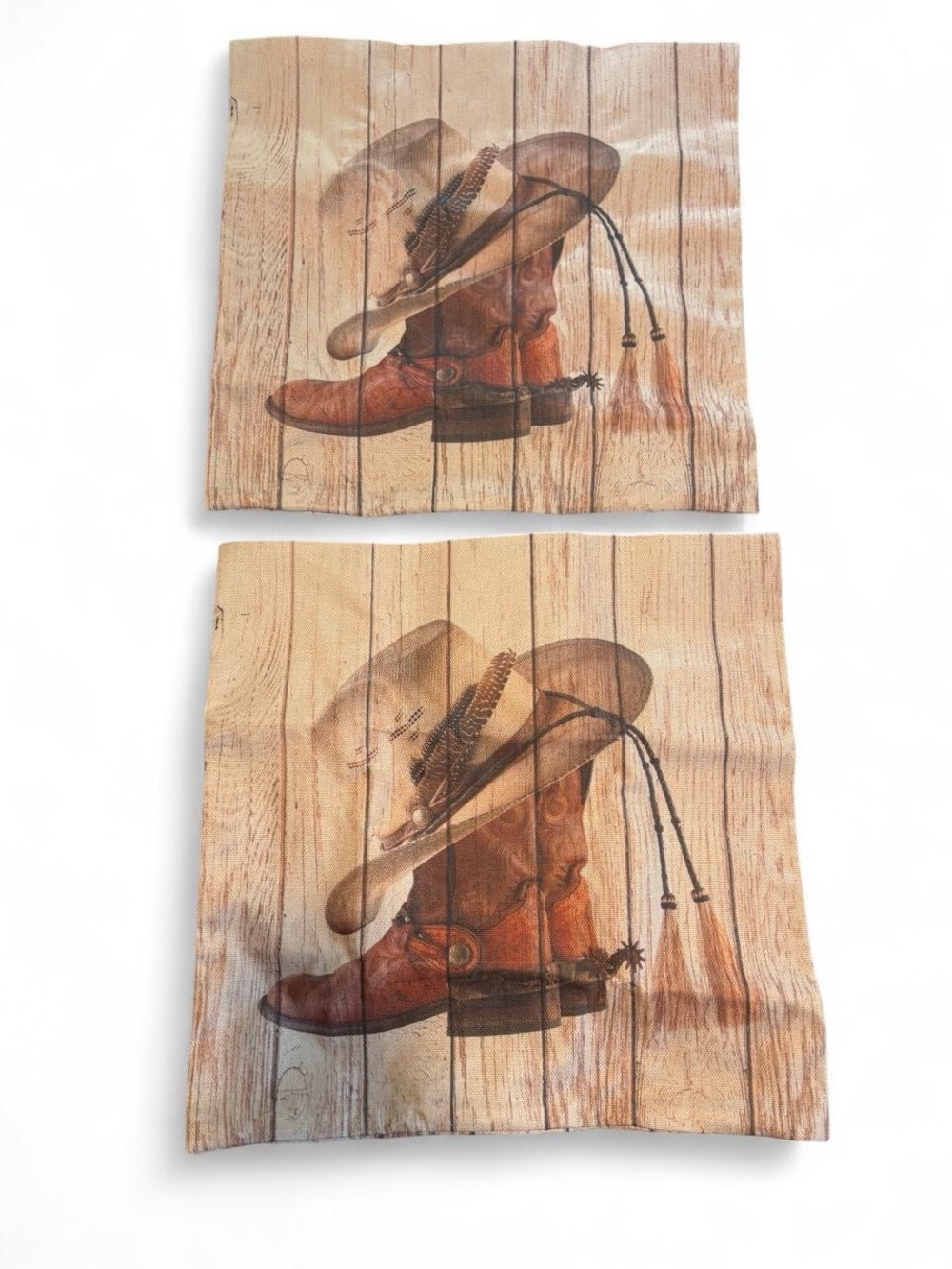 Rustic Cowboy Boot & Hat Decorative Pillow Covers - Set of 2